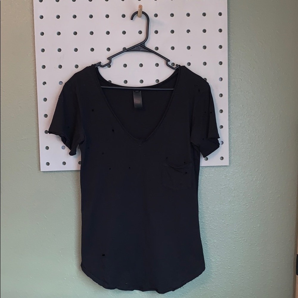 Women’s Distressed Black Tee